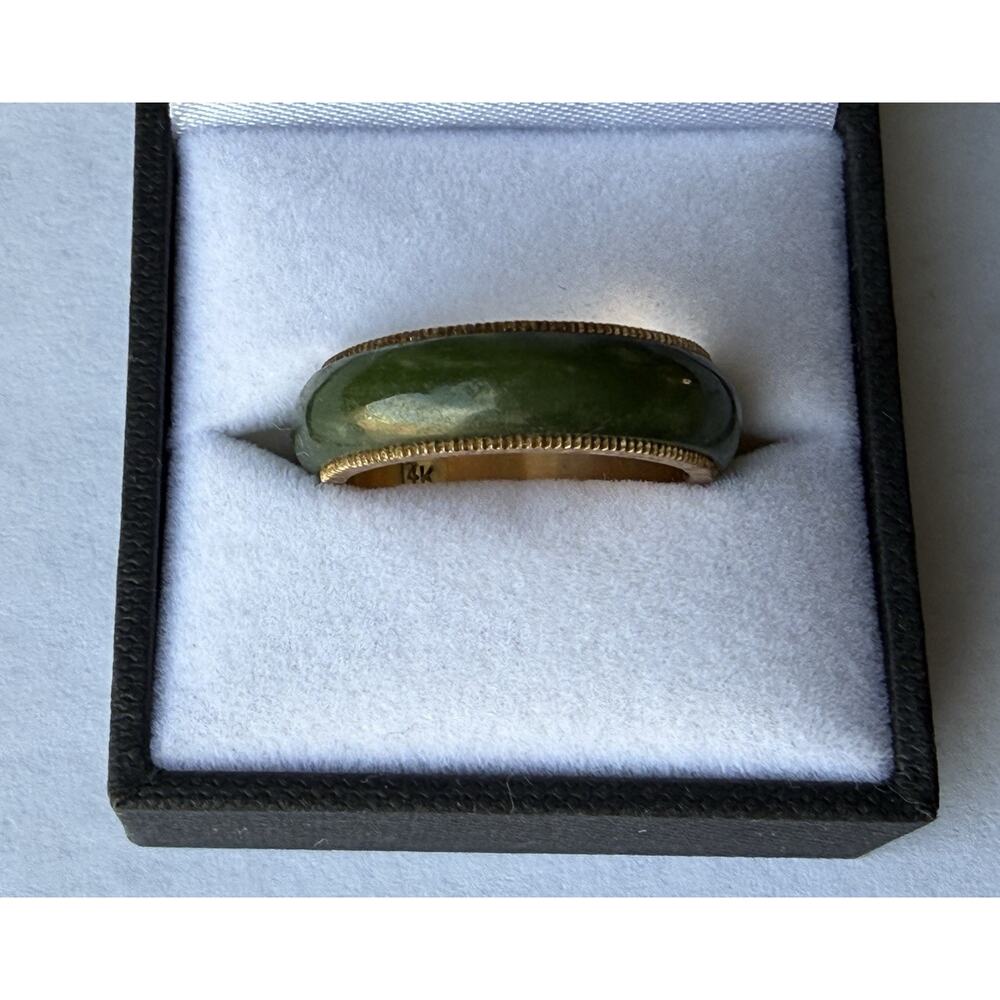 14k Solid Yellow Gold Eternity Jade Band 9.25 New Never Worn